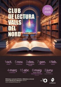 Cartel del Club de Lectura de les Valls del Nord 2025-2026 en una biblioteca