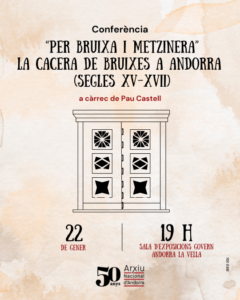 Cartel de la conferencia sobre la cacería de brujas en Andorra