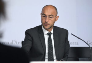 Jordi Puy en una conferencia como nuevo jefe de gabinete del Gobierno de Andorra