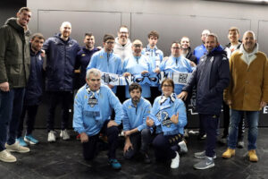 Equipo de MoraBanc Andorra posando antes de su debut en la Copa Campeones