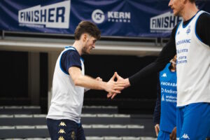 Jugadores de MoraBanc Andorra en entrenamiento previo al partido contra Río Breogán
