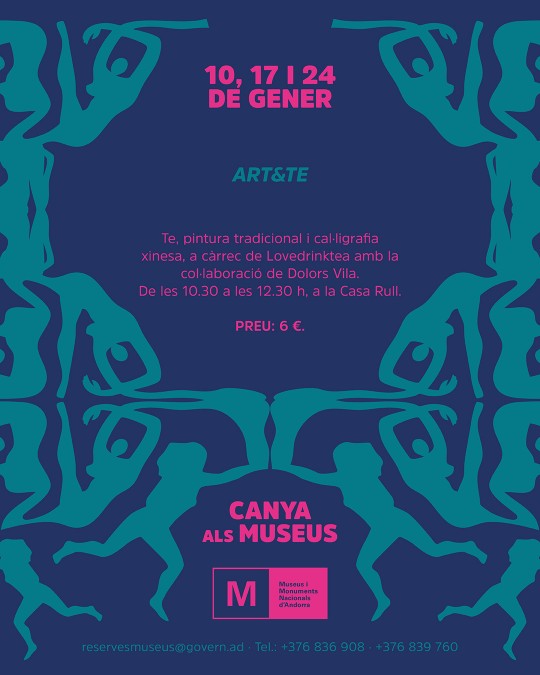 Cartel del taller de té y caligrafía china en Casa Rull