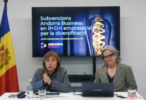 Reunión sobre subvenciones de Andorra Business para innovación empresarial.