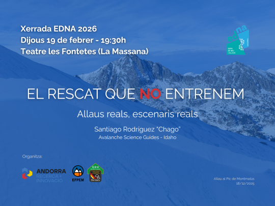 Charla sobre rescates en avalanchas en La Massana con fondo montañoso