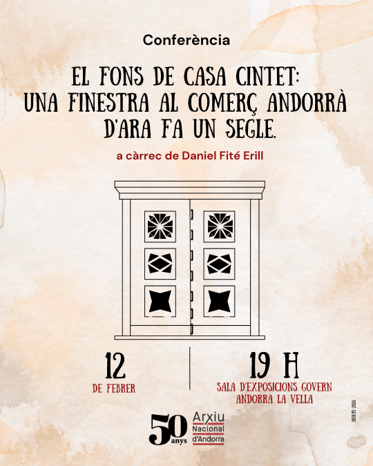 Cartel de conferencia sobre el patrimonio comercial andorrano del siglo XX