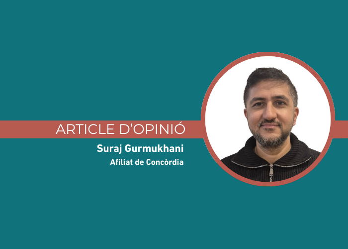 Retrato de Suraj Gurmukhani, afiliado de Concòrdia, en un artículo de opinión.