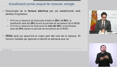 Presentación sobre descuentos eléctricos para negocios en Pas de la Casa