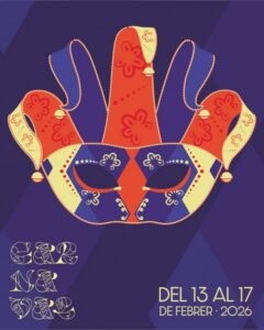 Máscara colorida del Carnaval 2026 en Andorra la Vella