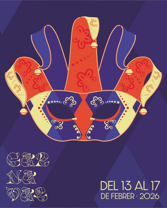 Máscara colorida del Carnaval 2026 en Andorra la Vella