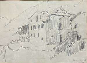 Dibujo de La Casa de la Vall realizado por Joaquim Mir i Trinxet en 1932.