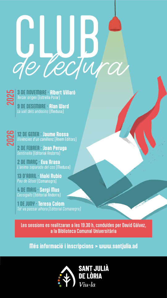 Cartel del club de lectura en la Biblioteca del Centre Cultural Lauredià