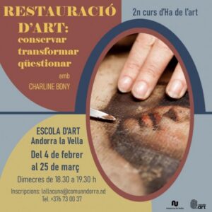 Cartel del curso de restauración de arte en Andorra la Vella