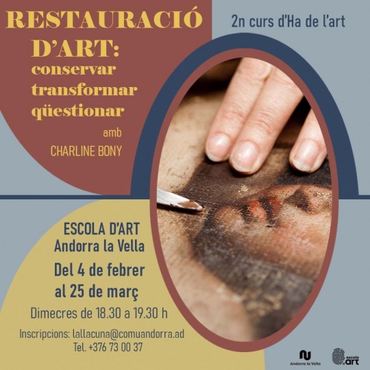 Cartel del curso de restauración de arte en Andorra la Vella