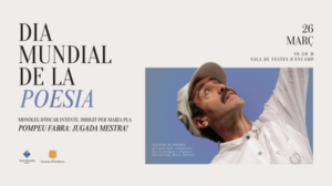 Cartel del Día Mundial de la Poesía en Encamp con actor y texto
