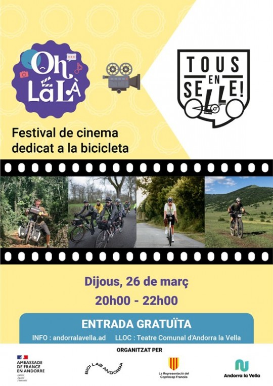 Cartel del festival de cine Tous en selle dedicado a la bicicleta