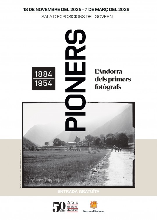 Cartel de la exposición sobre los pioneros de la fotografía en Andorra