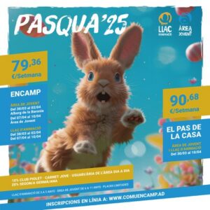 Cartel de inscripciones para actividades de Pascua en Encamp 2026