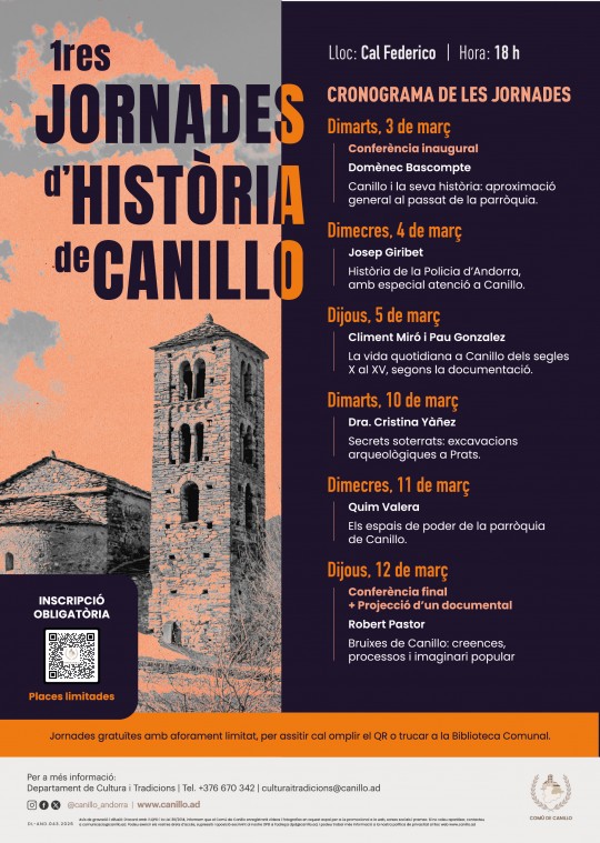 Cartel de las primeras Jornadas de Historia de Canillo en Cal Federico