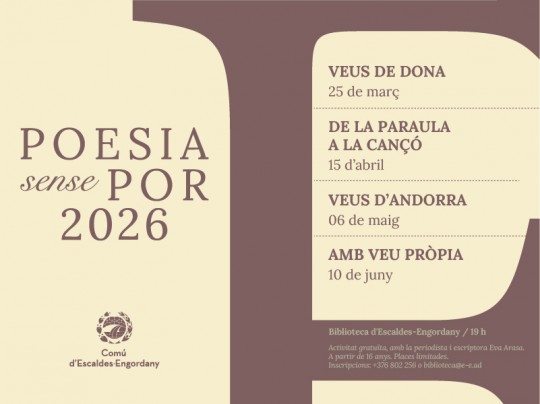 Cartel del evento de poesía femenina en Escaldes-Engordany