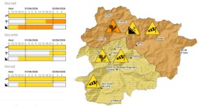 Mapa de Andorra con alertas de nevadas y riesgo de avalanchas