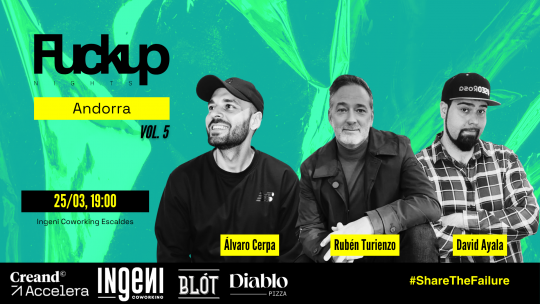 Ponentes de Fuckup Nights Andorra en un evento de emprendimiento