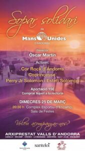 Cartel del sopar solidari a favor de Mans Unides en Encamp