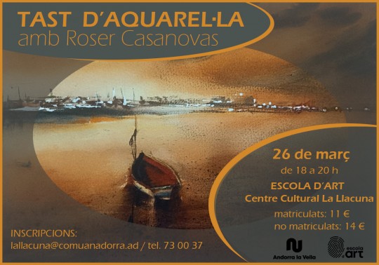 Cartel del taller de acuarela con Roser Casanovas en Andorra la Vella