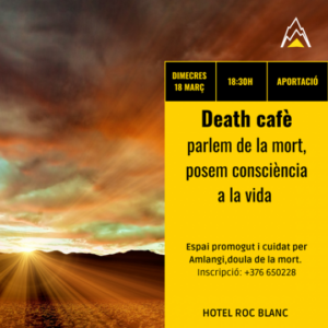 Cartel del taller Death café sobre la muerte en Escaldes-Engordany
