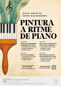 Cartel del taller de pintura a ritmo de piano en Espai Galobardes