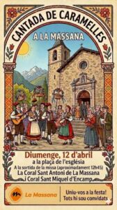 Grupo de personas cantando en la Plaza de la Iglesia en La Massana