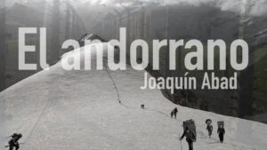 Portada de la película El Andorrano de Joaquín Abad con montañas y personajes