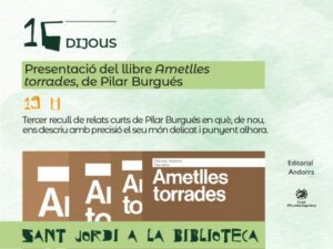 Cartel de presentación del libro Ametlles torrades de Pilar Burgués