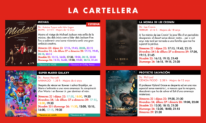Cartelera de películas en los Cinemes Illa Carlemany de Andorra