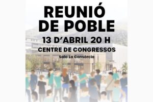 Cartel de reunión ciudadana en Andorra la Vella con detalles del evento.