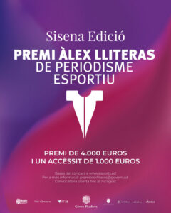 Cartel del Premi Àlex Lliteras de periodisme esportiu con detalles del concurso