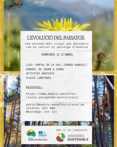 Cartel del taller sobre la evolución del paisaje en Escaldes-Engordany