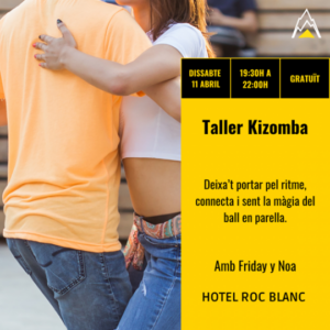 Pareja bailando Kizomba en un taller gratuito en Escaldes-Engordany