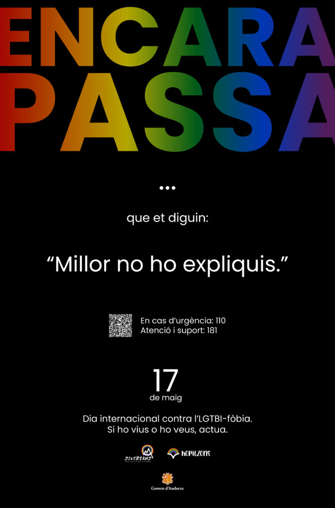 Cartel de la campaña Encara Passa contra la LGTBI-fobia en Andorra