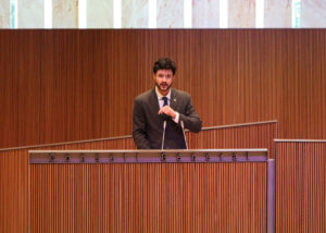 Cerni Escalé hablando en el Consejo General sobre la ley de desintervención de alquileres