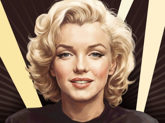 Retrato de Marilyn Monroe con fondo estilizado