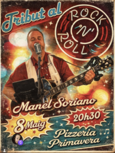 Manel Soriano actuando en concierto homenaje al rock and roll