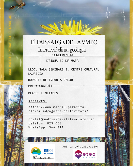 Cartel de la conferencia sobre paisaje y clima en Sant Julià de Lòria