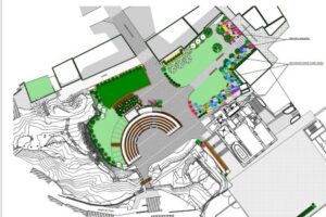 Plano de la tercera fase de remodelación de Casa de la Vall con espacios ajardinados
