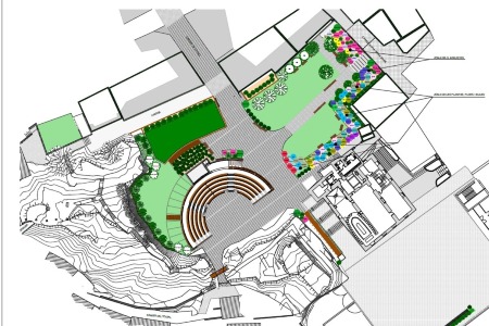 Plano de la tercera fase de remodelación de Casa de la Vall con espacios ajardinados