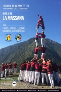Participantes levantando torres humanas en la Diada de la Massana