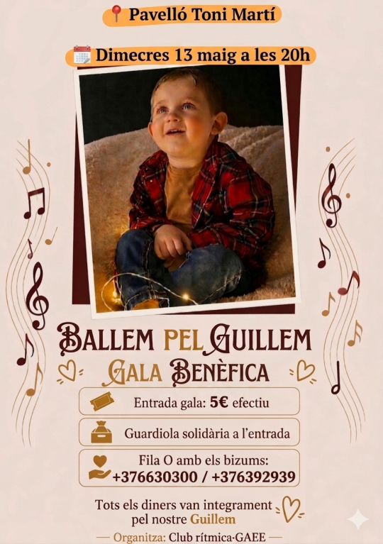 Cartel de la gala benéfica Ballem pel Guillem en Andorra la Vella