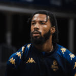 Jugador del MoraBanc Andorra en un partido de baloncesto