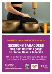 Mujer participando en sesión con bols tibetanos y gongs