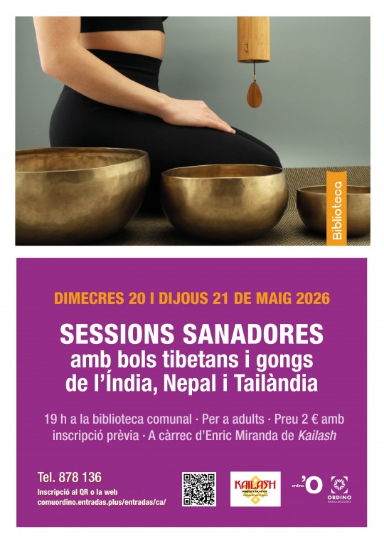 Mujer participando en sesión con bols tibetanos y gongs