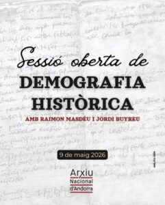 Cartel de sesión abierta sobre demografía histórica en Andorra